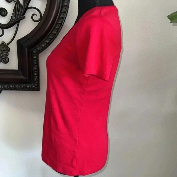 Tommy Hilfiger Women’s Favorite V-Neck Short Sleeve Red T-Shirt Medium - Picture 10 of 16